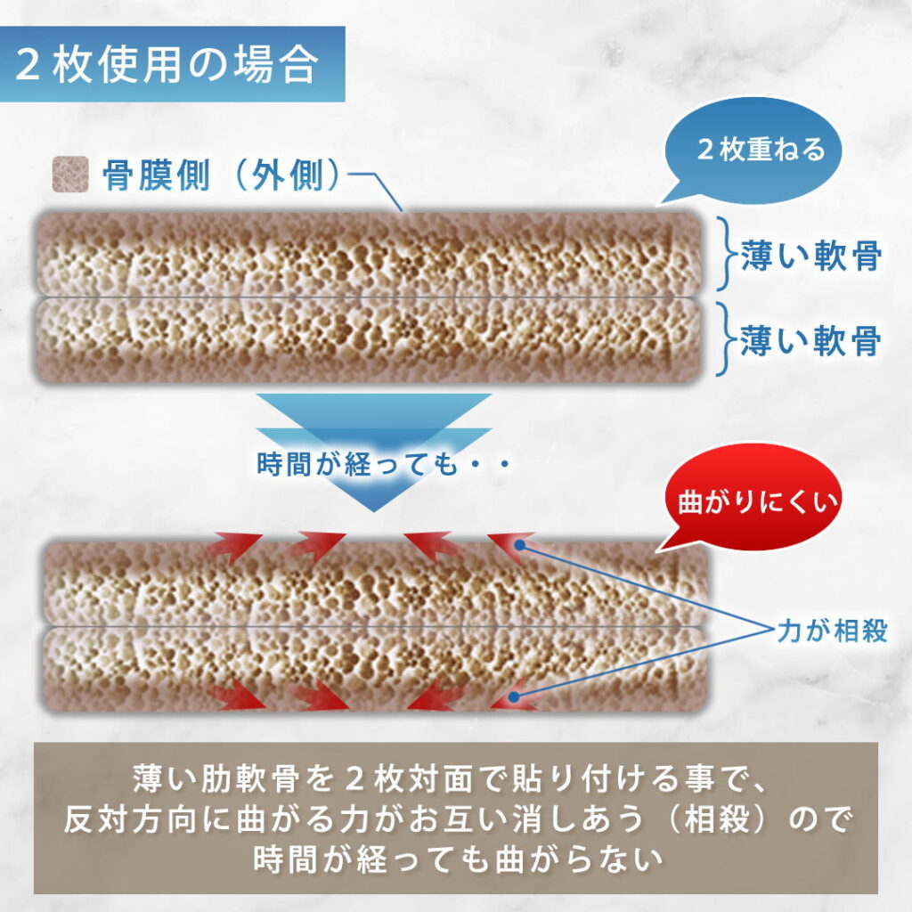 肋軟骨の2枚使用の場合の図解
