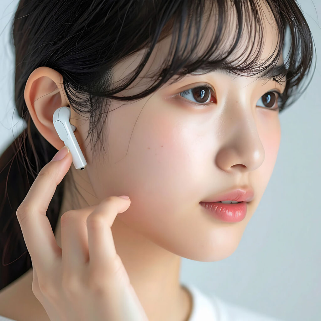 イヤホンをしている女性